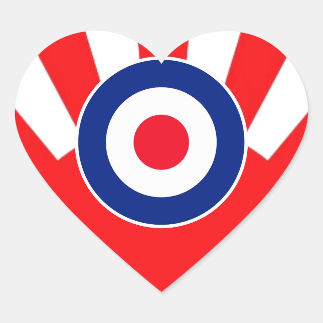 Bold MOD Target Roundel on Burst Japan Heart Sticker (Front)