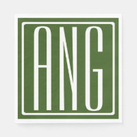 Bold Modern 3 Initials Monogram | Forest Green