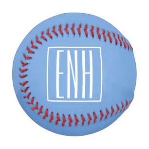 Bold Modern 3 Initials Monogram Soft Blue Baseball