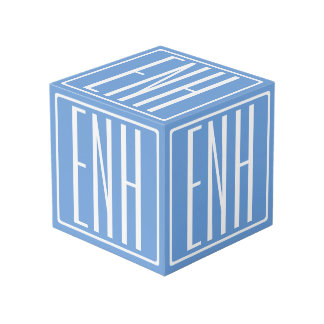 Bold Modern 3 Initials Monogram | Soft Blue Cube