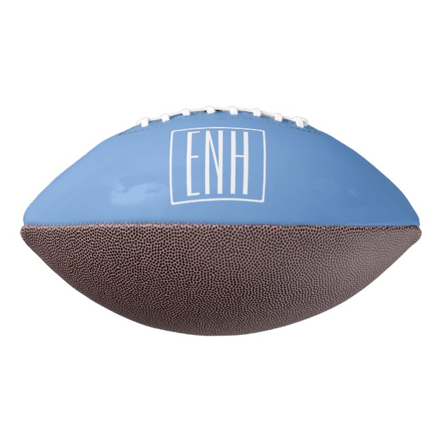 Bold Modern 3 Initials Monogram | Soft Blue Football (Rotated 270)
