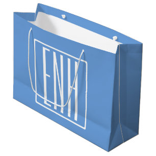 Bold Modern 3 Initials Monogram   Soft Blue Large Gift Bag