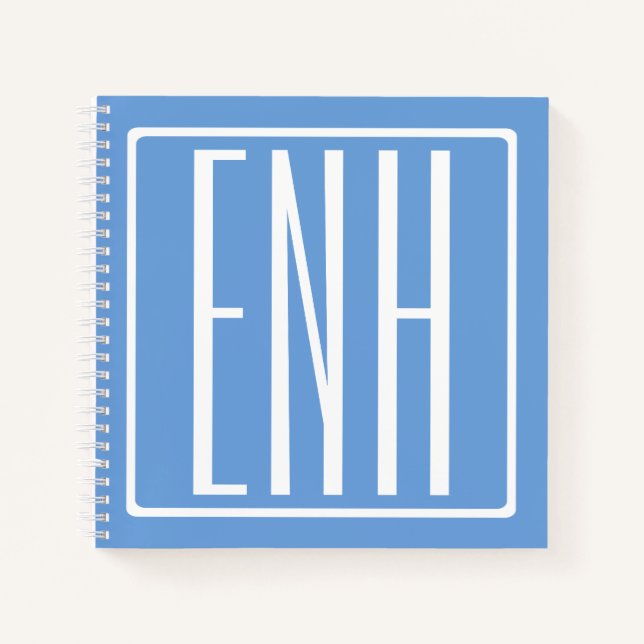 Bold Modern 3 Initials Monogram | Soft Blue Notebook (Front)