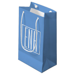 Bold Modern 3 Initials Monogram Soft Blue Small Gift Bag