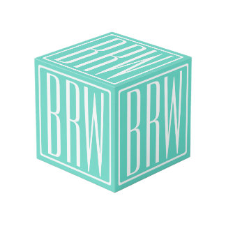 Bold Modern 3 Initials Monogram | White On Aqua Cube