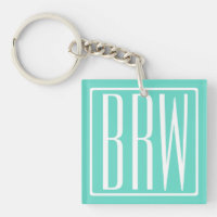 Bold Modern 3 Initials Monogram | White On Aqua