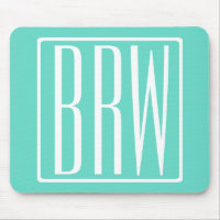 Bold Modern 3 Initials Monogram | White On Aqua