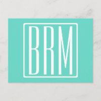 Bold Modern 3 Initials Monogram | White On Aqua