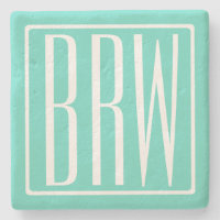 Bold Modern 3 Initials Monogram | White On Aqua