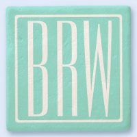 Bold Modern 3 Initials Monogram | White On Aqua