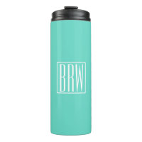 Bold Modern 3 Initials Monogram | White On Aqua