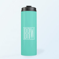 Bold Modern 3 Initials Monogram | White On Aqua