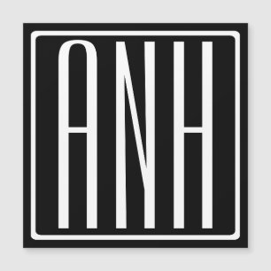 Bold Modern 3 Initials Monogram White On Black