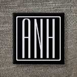 Bold Modern 3 Initials Monogram | White On Black 15 Cm Square Badge<br><div class="desc">Classy,  bold & modern.</div>