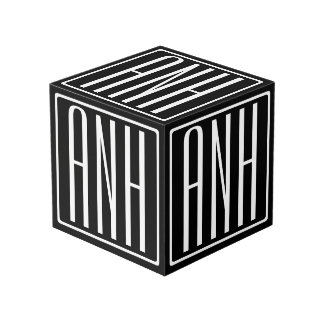 Bold Modern 3 Initials Monogram | White On Black Cube