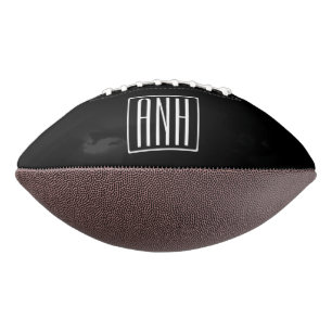 Bold Modern 3 Initials Monogram White On Black Football
