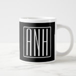 Bold Modern 3 Initials Monogram | White On Black Large Coffee Mug<br><div class="desc">Bold and modern.</div>