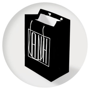 Bold Modern 3 Initials Monogram   White On Black Medium Gift Bag