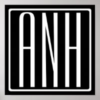 Bold Modern 3 Initials Monogram | White On Black