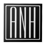 Bold Modern 3 Initials Monogram | White On Black Tile<br><div class="desc">Classy,  bold & modern.</div>
