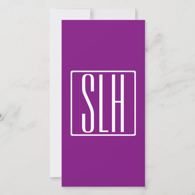 Bold Modern 3 Initials Monogram | White & Purple (Front)