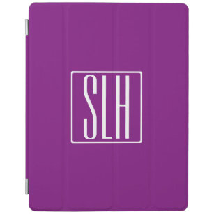 Bold Modern 3 Initials Monogram   White & Purple iPad Cover