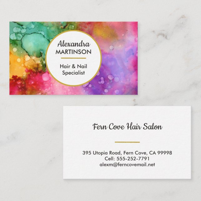 Bold Modern Abstract Watercolor Splatter Business Card (Front/Back)