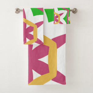 Bold Modern asymmetrical pink yellow green Bath Towel Set