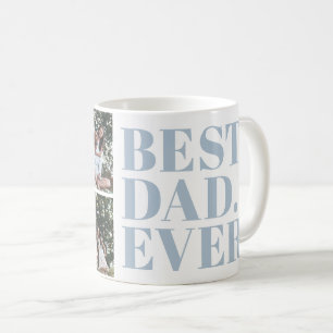 Bold Modern Best Dad Ever 3 Photo Gift Coffee Mug