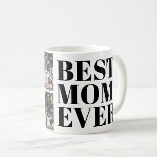 Bold Modern Best Mum Ever 3 Photo Gift Coffee Mug