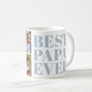 Bold Modern Best Papa Ever 3 Photo Gift Coffee Mug