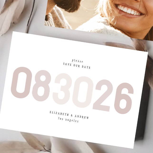 Bold Modern Big Date in Musk Taupe Photo Save The Date (Creator Uploaded)