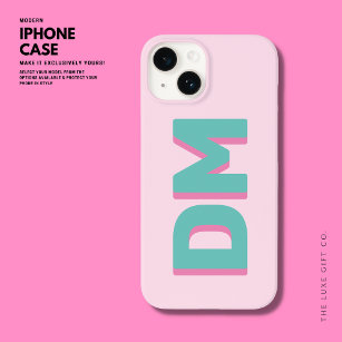 Bold Modern Big Initials Shadow Monogram Pink Case-Mate iPhone 14 Case