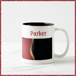 Bold Modern Black and Red Two-Tone Coffee Mug