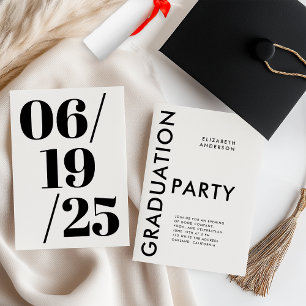 Bold Modern Black and White Graduation Party Invitation
