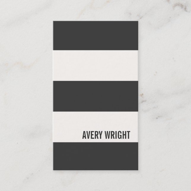 Bold Modern Black and White Striped Business Card (Front)