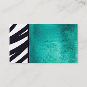 bold modern black and white stripes on turquoise  business card
