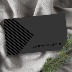 BOLD MODERN BLACK ANGLE STRIPED LINE PATTERN BUSINESS CARD
