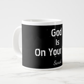 Bold Modern Black Name Faith God Is On Your Side  Large Coffee Mug