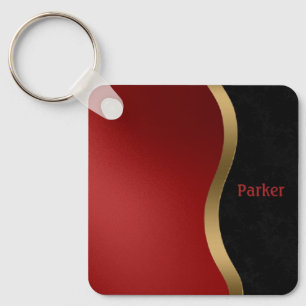 Bold Modern Black Red and Gold Key Ring