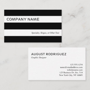 Bold Modern Black White Stripes Business Card