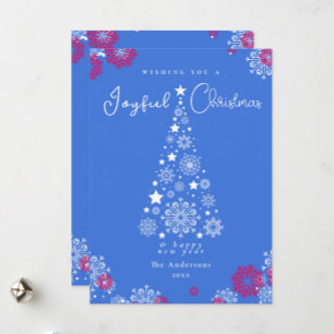 Bold Modern Blue Calligraphy Merry Christmas Holiday Card