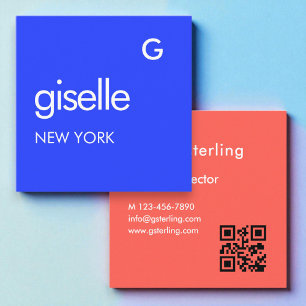 Bold Modern Blue Coral Square Business Card