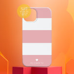 Bold Modern Blush Pink Striped Pattern with Heart iPhone 15 Pro Case<br><div class="desc">A minimal design with huge stripes and a place to add your name. A tiny heart is included right above the monogram area. A bold yet minimal design with an optional area to add text.</div>