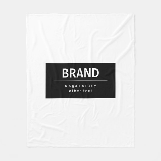 Bold Modern Brand or Business Name | Black & White Fleece Blanket (Front)