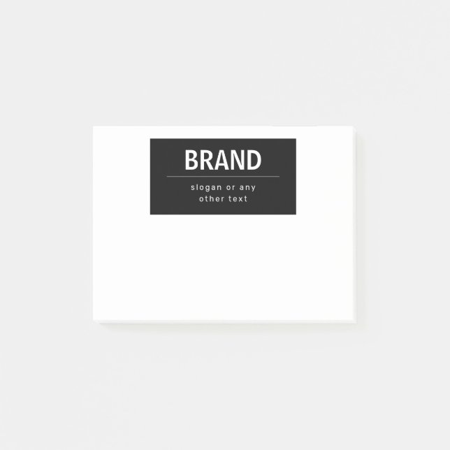 Bold Modern Brand or Business Name | Black & White Post-it Notes (Front)