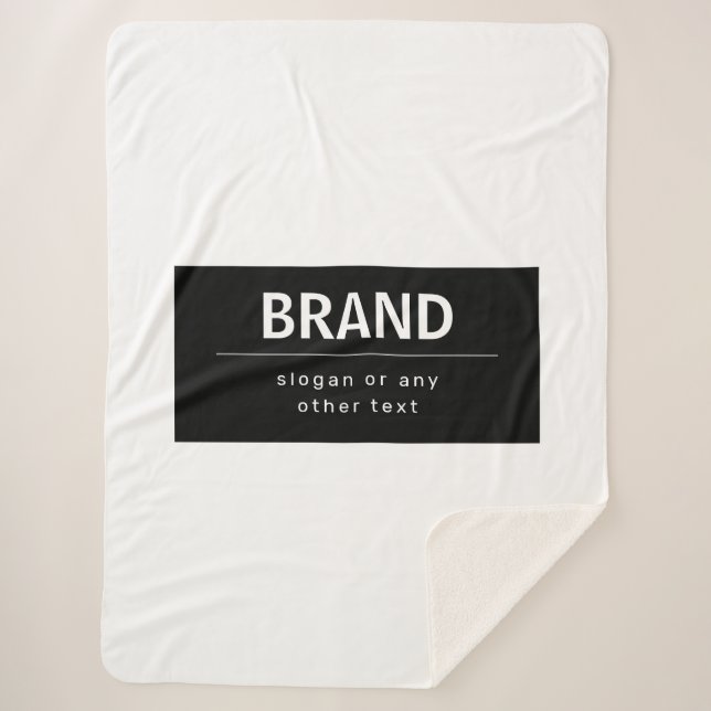 Bold Modern Brand or Business Name | Black & White Sherpa Blanket (Front)