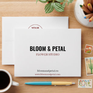 Bold Modern Burgundy Flower Studio Envelope