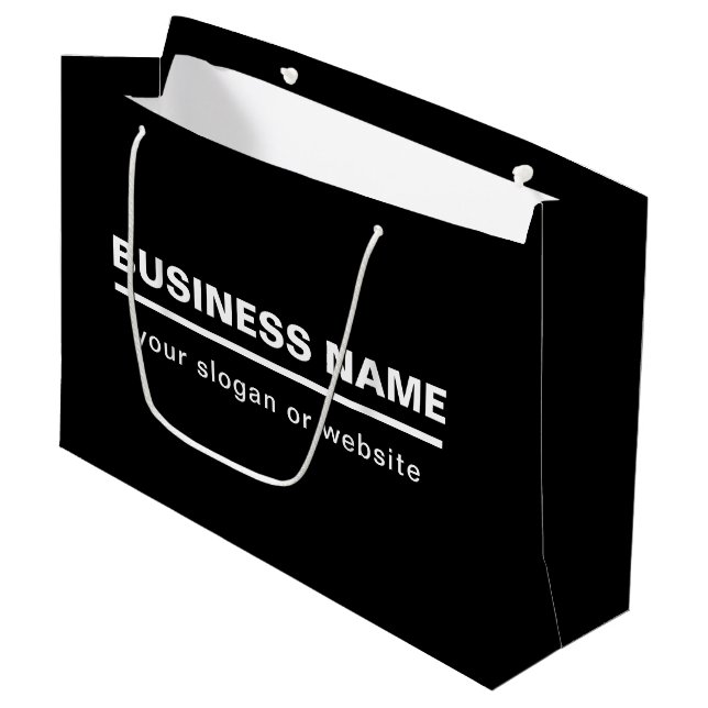Bold Modern Business Name Template | B&W Large Gift Bag (Front Angled)