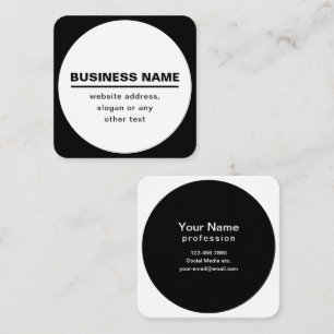 Bold Modern Business Name Template B&W Square Business Card